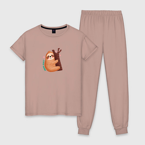 Женская пижама Ленивец и обнимашки / Пыльно-розовый – фото 1