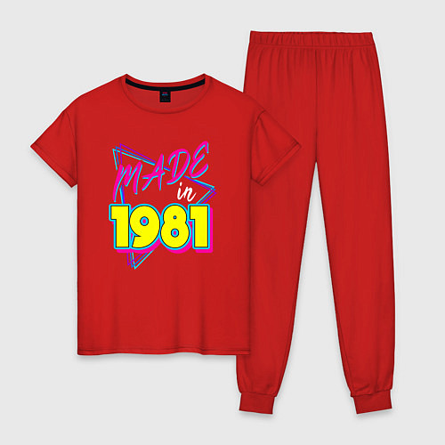 Женская пижама Сделано в 1981 в стиле киберпанк / Красный – фото 1