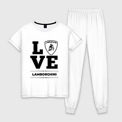 Пижама хлопковая женская Lamborghini Love Classic, цвет: белый