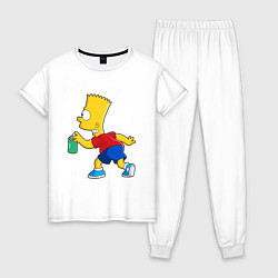 Пижама хлопковая женская Барт Симпсон принт, цвет: белый