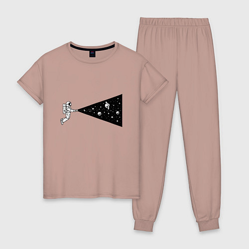 Женская пижама Космонавт с фонариком / Пыльно-розовый – фото 1