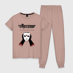 Пижама хлопковая женская В Мире Иллюзий цветные, цвет: пыльно-розовый