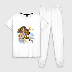 Пижама хлопковая женская GIRL IN ROME, цвет: белый