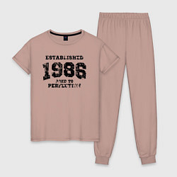 Пижама хлопковая женская Создано в 1986 году и доведено до совершенства, цвет: пыльно-розовый