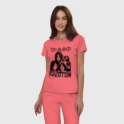 Пижама хлопковая женская Led Zeppelin Black, цвет: коралловый — фото 2