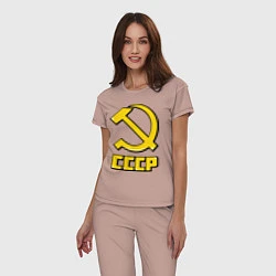 Пижама хлопковая женская СССР, цвет: пыльно-розовый — фото 2