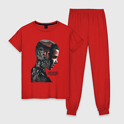 Пижама хлопковая женская Stranger Things - eleven, цвет: красный