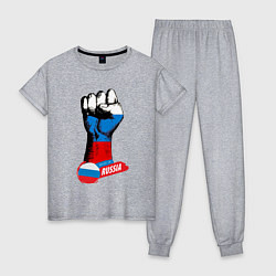 Пижама хлопковая женская Сжатый кулак Made in Russia, цвет: меланж