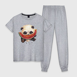 Женская пижама Маленький панда ест арбуз