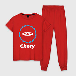 Пижама хлопковая женская Chery в стиле Top Gear, цвет: красный