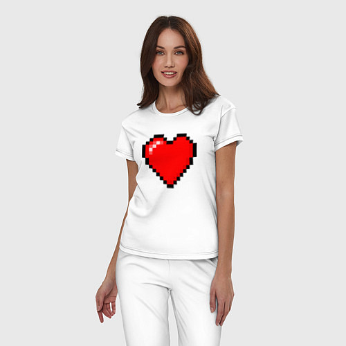 Женская пижама Пиксельное сердце-здоровье - Красный / Белый – фото 3