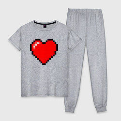 Женская пижама Пиксельное сердце-здоровье - Красный