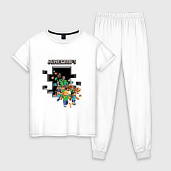 Пижама хлопковая женская Логотип Майнкрафт, цвет: белый