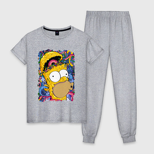 Женская пижама Мозг Гомера Симпсона - постер / Меланж – фото 1