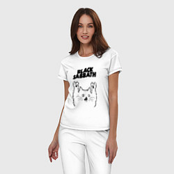 Пижама хлопковая женская Black Sabbath - rock cat, цвет: белый — фото 2