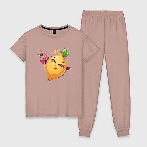 Женская пижама Физкультура: лимон / Пыльно-розовый – фото 1