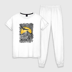 Пижама хлопковая женская Бездорожье и сова, цвет: белый