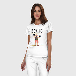 Пижама хлопковая женская Боксер из мультика Boxing, цвет: белый — фото 2