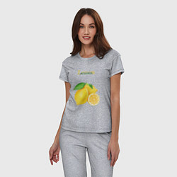 Пижама хлопковая женская Lemon лимон, цвет: меланж — фото 2