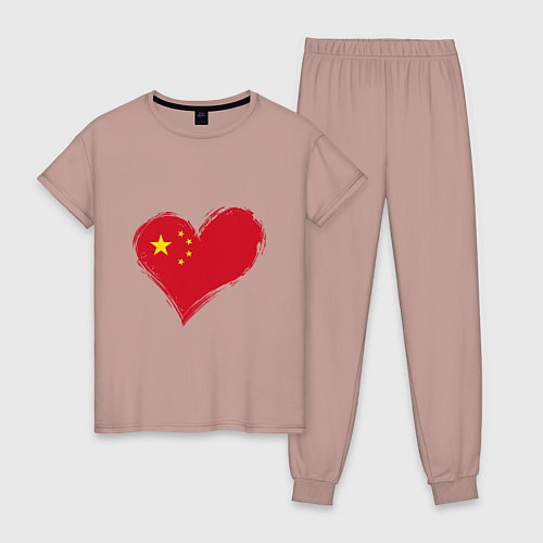 Женская пижама Сердце - Китай / Пыльно-розовый – фото 1