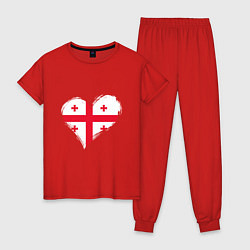 Пижама хлопковая женская Сердце - Грузия, цвет: красный