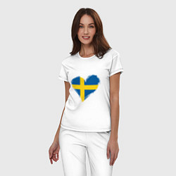 Пижама хлопковая женская Сердце - Швеция, цвет: белый — фото 2