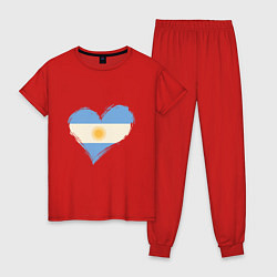 Пижама хлопковая женская Сердце - Аргентина, цвет: красный