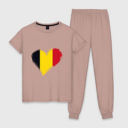 Пижама хлопковая женская Сердце - Бельгия, цвет: пыльно-розовый
