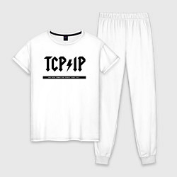 Пижама хлопковая женская TCPIP Connecting people since 1972, цвет: белый