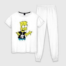 Пижама хлопковая женская Плавящийся Барт Симпсон - стилизация, цвет: белый