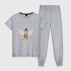 Пижама хлопковая женская Ангельская медитация домохозяйки, цвет: меланж