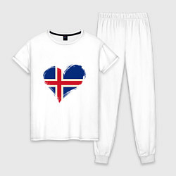 Пижама хлопковая женская Сердце - Исландия, цвет: белый