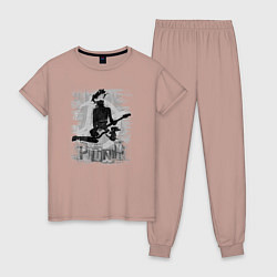 Пижама хлопковая женская Punk rocker, цвет: пыльно-розовый