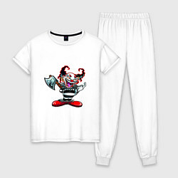 Пижама хлопковая женская Злой клоун с топором, цвет: белый