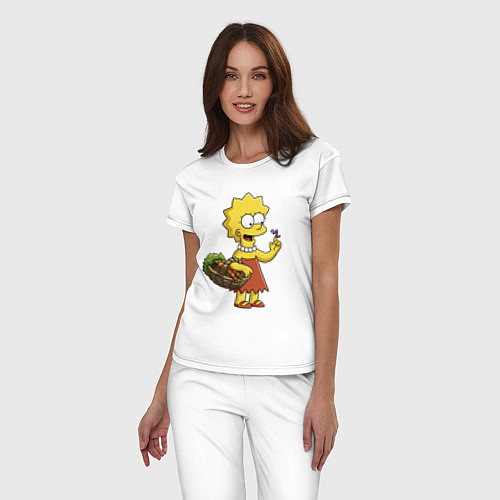 Женская пижама Lisa Simpson с гусеницей на даче / Белый – фото 3