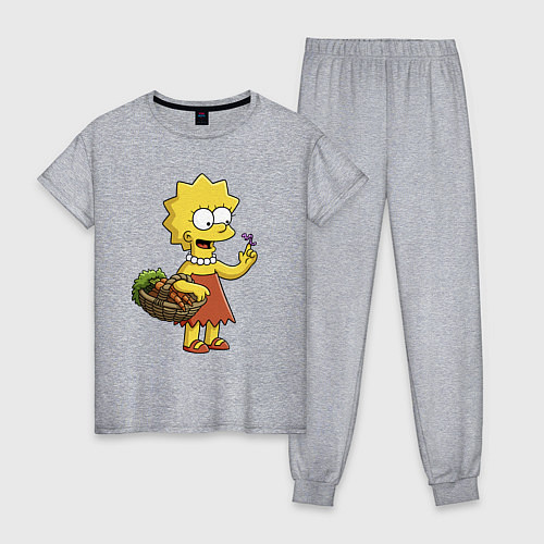 Женская пижама Lisa Simpson с гусеницей на даче / Меланж – фото 1