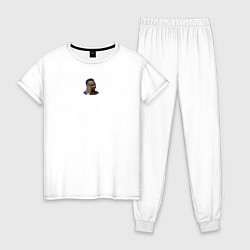 Пижама хлопковая женская Think about it мем, цвет: белый