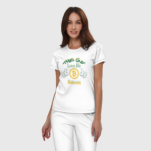 Женская пижама Loves His Bitcoin / Белый – фото 3