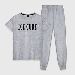 Пижама хлопковая женская Ice Cube - logo, цвет: меланж