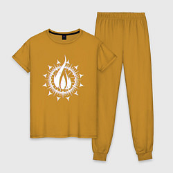 Пижама хлопковая женская In flames - logo neon, цвет: горчичный