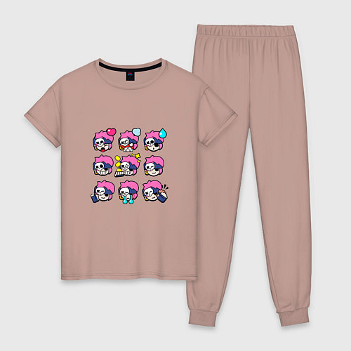 Женская пижама Значки на Пенни Пины Бравл Старс Penny / Пыльно-розовый – фото 1