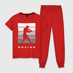Пижама хлопковая женская Силуэт боксера, цвет: красный