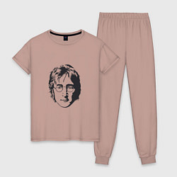 Пижама хлопковая женская Битлз - Джон Леннон, цвет: пыльно-розовый