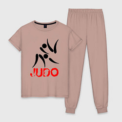 Пижама хлопковая женская Дзюдо символ, цвет: пыльно-розовый
