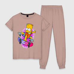 Женская пижама Барт Симпсон на скейтборде - Eat my shorts!