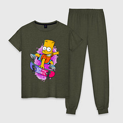 Женская пижама Барт Симпсон на скейтборде - Eat my shorts!