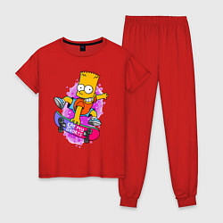 Женская пижама Барт Симпсон на скейтборде - Eat my shorts!