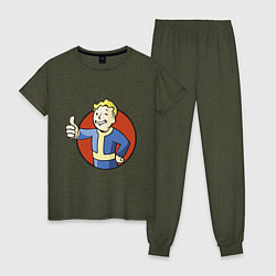 Пижама хлопковая женская Vault boy like, цвет: меланж-хаки
