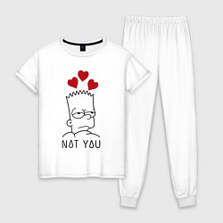 Пижама хлопковая женская Bart Simpson - not you!, цвет: белый