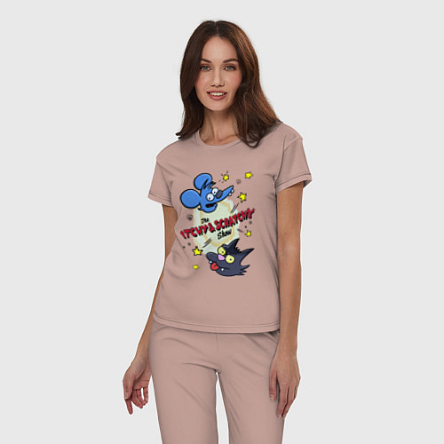 Женская пижама Симпсоны - шоу Щекотки и Царапки / Пыльно-розовый – фото 3